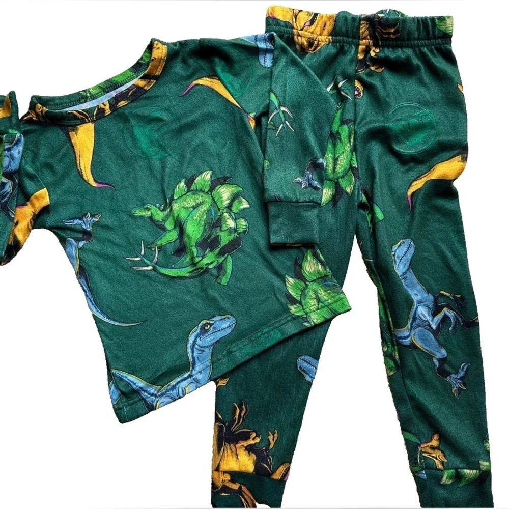 Kids Dinosaur Pajama Set - Green and Blue